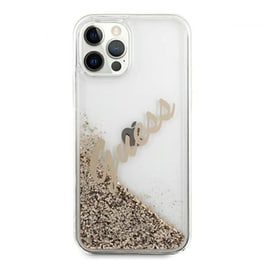 Θήκη Apple iPhone 12 Pro Max - Guess Glitter Script Vintage Gold Logo - Clear/Glitter Gold