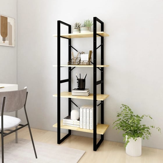 Βιβλιοθήκη VidaXL από Μέταλλο 60x30x140 cm - Μπεζ/Μαύρο image 7