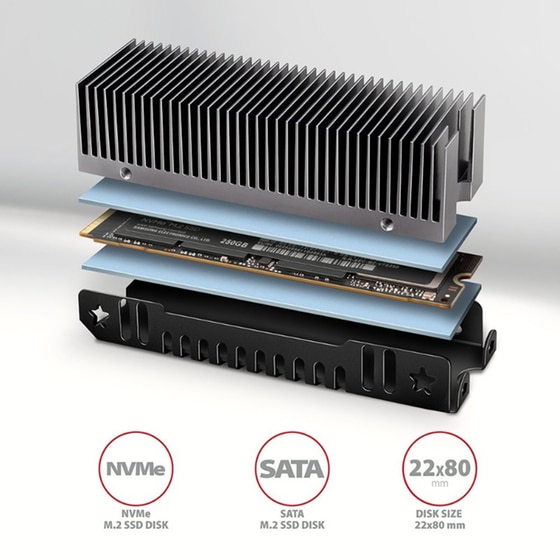 Ψύκτρα SSD M.2 AXAGON CLR-M2XT image 1