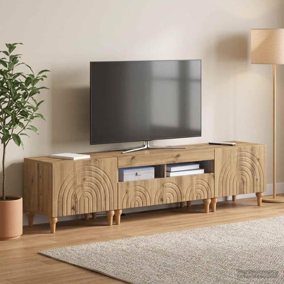 Έπιπλο Τηλεόρασης VidaXL με LED 3 τμχ 178 x 35 x 43 cm - Artisan Δρυς image 2