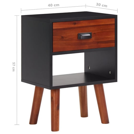 Κομοδίνο Vidaxl Από Μασίφ Ξύλο Ακακίας 40x30x57 cm - Μαύρο Καφέ image 5