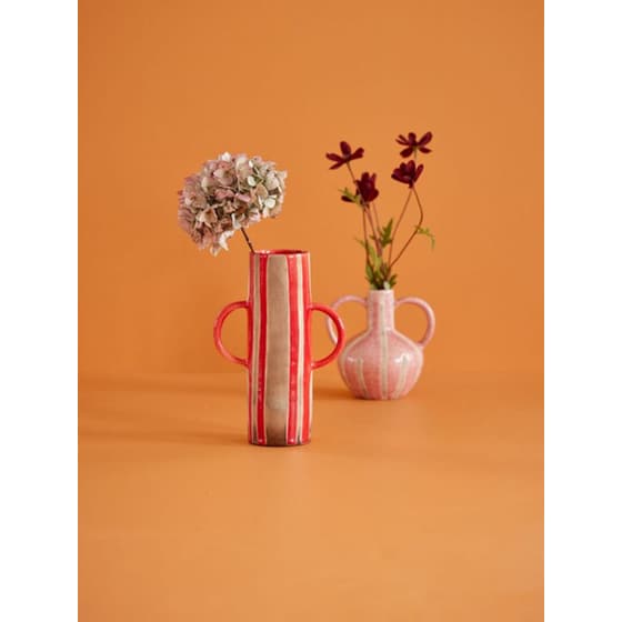 Διακοσμητικό Βάζο Rice Κεραμικό με Ρίγες - Κόκκινο/Μπεζ image 2