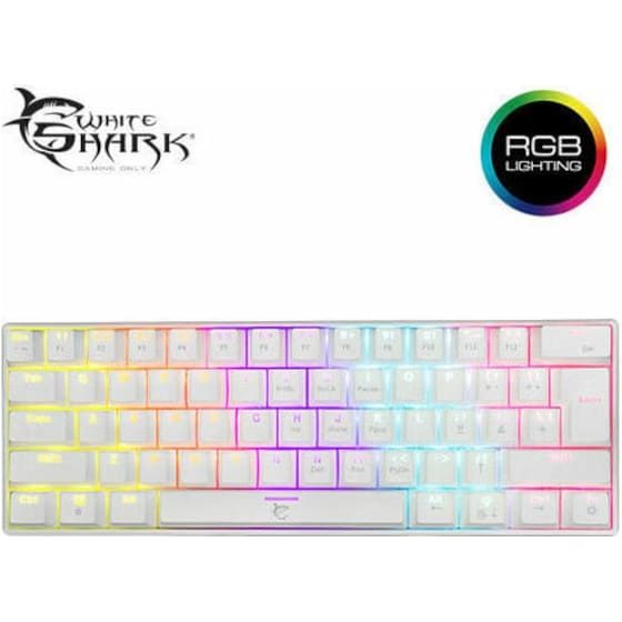 White Shark Shinobi Gaming Μηχανικό Ενσύρματο Πληκτρολόγιο 60% με Outemu Blue διακόπτες και RGB Λευκό (US) image 1