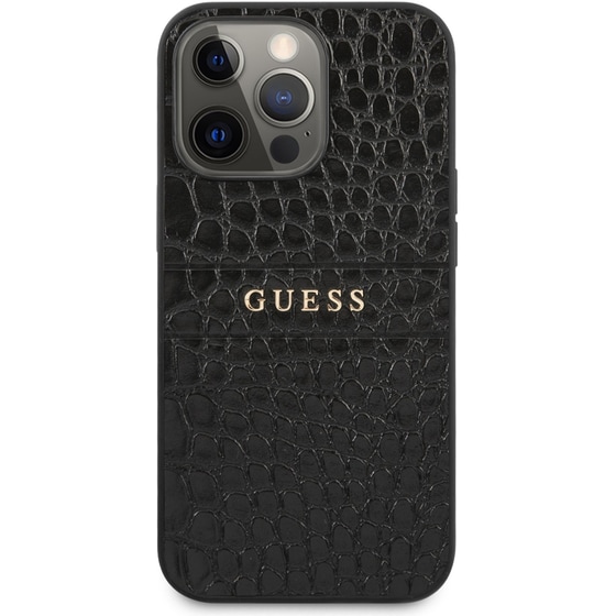 Θήκη Apple iPhone 13 Pro - Guess Croco Collection Hot Stamp Lines - Μαύρο image 0