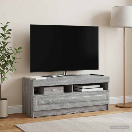 Έπιπλο Τηλεόρασης με LED VidaXL από Επεξεργασμένο Ξύλο - Γκρι Sonoma image 2