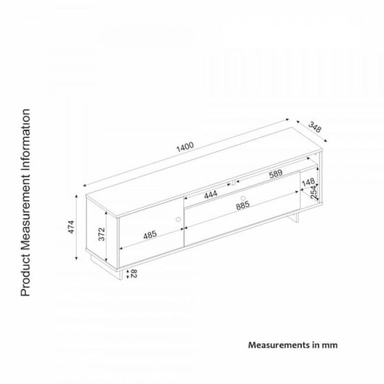 Έπιπλο Τηλεορασης Adriano από Μοριοσανίδα 140x34.8x47.4cm - Μαύρο/Καρυδί image 1