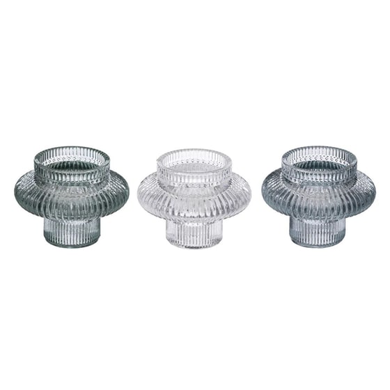 Σετ Κηροπήγια Spitishop A-s Candle Holder 189169b Γυάλινο 8x6cm 3 Τμχ - Γκρι/Μπλε image 0