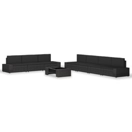 Σετ Σαλόνι Κήπου Vidaxl από Ρατάν με Μαξιλάρια 8 Τμχ - Μαύρο