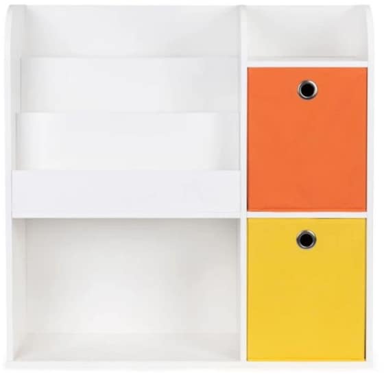 Παιδική Ξύλινη Βιβλιοθήκη Με 5 Ράφια Και 2 Υφασμάτινα Κουτιά Αποθήκευσης 89 X 35 X 88 Cm Ecotoys Zkb-02a image 1