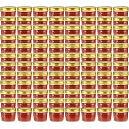 Βάζα Αποθήκευσης Για Μαρμελάδα Vidaxl Σετ 96 Τμχ 110 ml - Διάφανο/Χρυσό