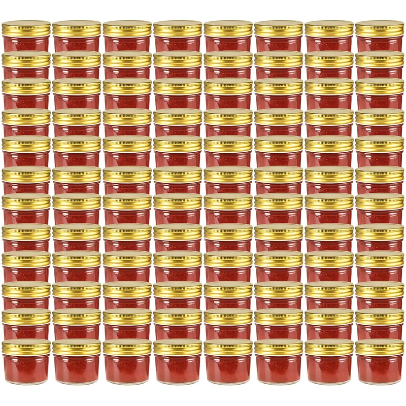 Βάζα Αποθήκευσης Για Μαρμελάδα Vidaxl Σετ 96 Τμχ 110 ml - Διάφανο/Χρυσό