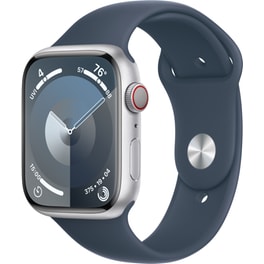 Apple Watch Series 9 Silver Aluminium GPS + Cellular 45mm - Storm Blue Sport Band M/L