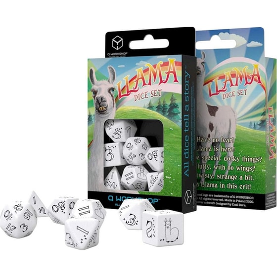 Σετ Ζάρια - Bright Llama Dice Set - White And Black image 1