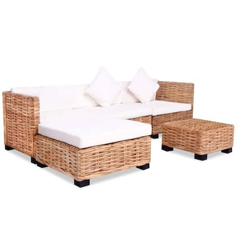 Vidaxl Σετ Καναπέ 14 Τεμαχίων Από Γνήσιο Ρατάν VIDAXL