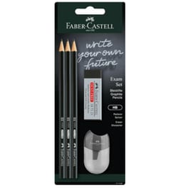 Σετ Γραφής Faber Castell 3 Μολύβια με Γόμα και Ξύστρα Μαύρο (5 Τεμάχια)