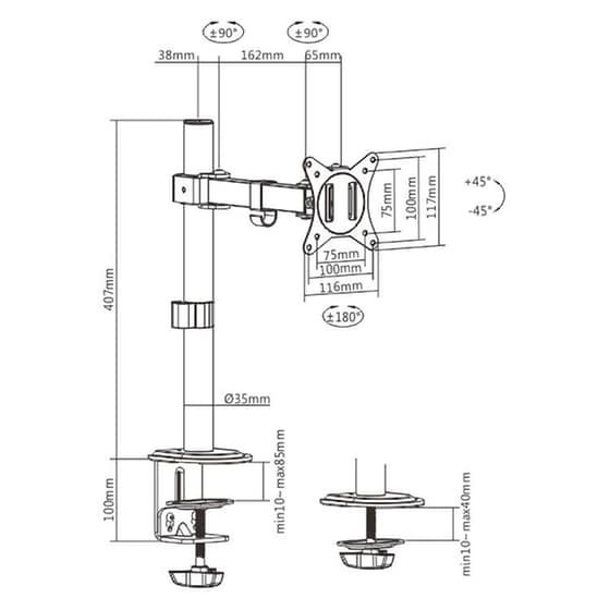 Βάση Στήριξης Οθόνης Επιτραπέζια Brateck LDT66-C011 17" - 32" έως 9 kg image 3