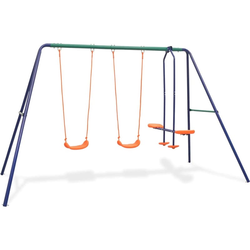 VIDAXL VidaXL Σετ Κούνιας 4 Θέσεων από Ατσάλι Πλαστικό - Μπλε/ Πράσινο/ Πορτοκαλί