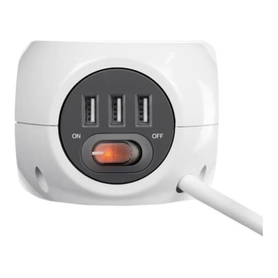 Πολύπριζο Ewent EW3939 Power Block 3 Θέσεων & 3x Usb 1.5m - Λευκό image 1