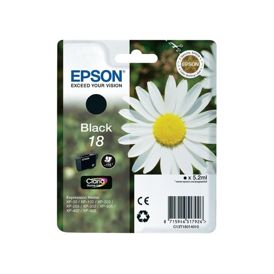 Epson 18 Μαύρο Μελάνι Εκτυπωτή C13T18014010 image 0