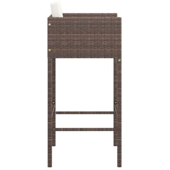 Σκαμπό Κήπου VidaXL με Μαξιλάρια από Ρατάν 50x48x100 cm  2 Τμχ  - Καφέ/Κρεμ image 4