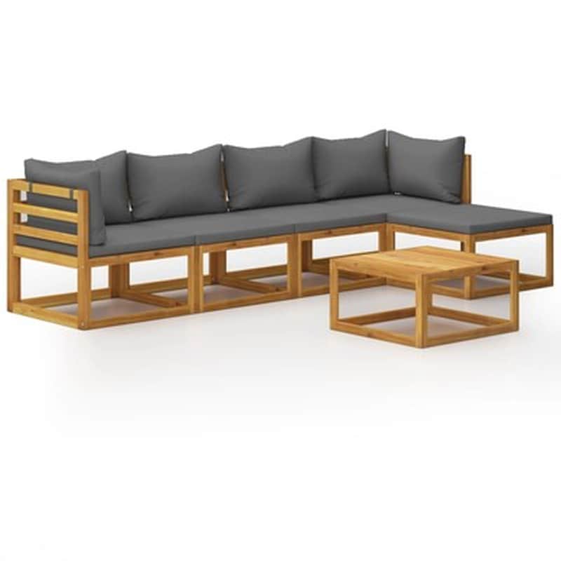 Σετ Σαλόνι Κήπου Vidaxl από Μασίφ Ξύλο Ακακίας με Μαξιλάρια 5 Τμχ - Ανθρακί VIDAXL
