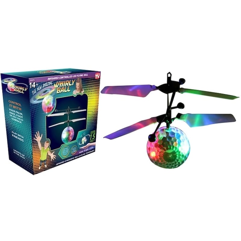 Πολύχρωμη Φωτιζόμενη Ιπτάμενη Μπάλα-ελικοπτεράκι - Whirly Ball