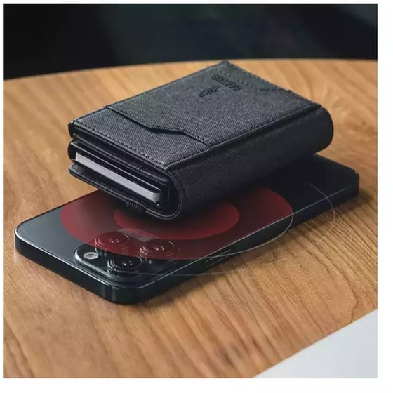 Πορτοφόλι Cactus Διπλό RFID Κουμπί Υφασμάτινο Μαύρο image 1