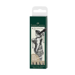 Σετ Μαρκαδόροι Faber-Castell Pitt Artist Pen® Black 4 Τεμάχια - (167153)