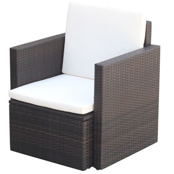 Πολυθρόνα Εξωτερικού Χώρου Vidaxl από Συνθετικό Ρατάν με Μαξιλάρια 65 x 65 x 73cm - Καφέ image 1