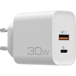 Nod Universal Οικιακός Φορτιστής USB-A QC 3.0 και USB-C Pd3.0 30W - Λευκό