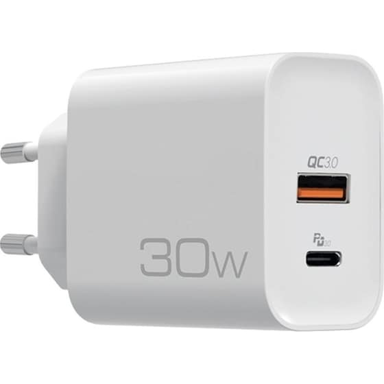 Nod Universal Οικιακός Φορτιστής USB-A QC 3.0 και USB-C Pd3.0 30W - Λευκό image 0
