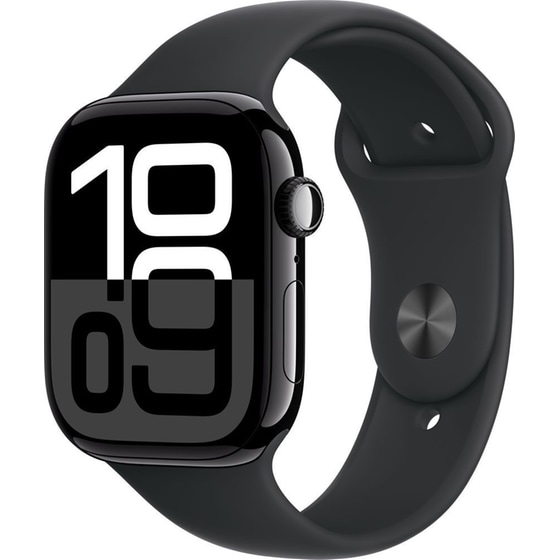 Apple Watch Series 10 GPS + Cellular 46mm Jet Black Aluminum Case with Black Sport Band - S/M image 0