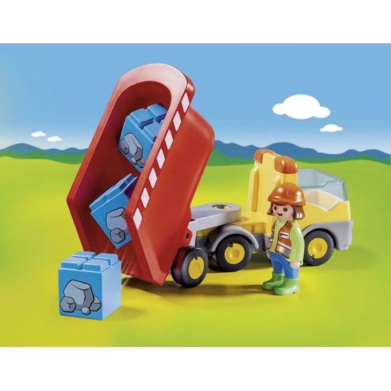 PLAYMOBIL® 1·2·3 Ανατρεπόμενο Φορτηγό με Εργάτη (70126) image 1
