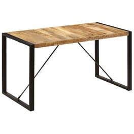 Τραπεζαρία Vidaxl από Μασίφ Ξύλο Μάνγκο 140x70x75 cm - Μαύρο/Καφέ