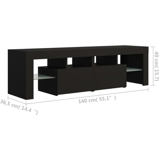 Έπιπλο Τηλεόρασης  VidaXL  Επεξεργασμένο Ξύλο  140x35x40cm - Μαύρο image 10