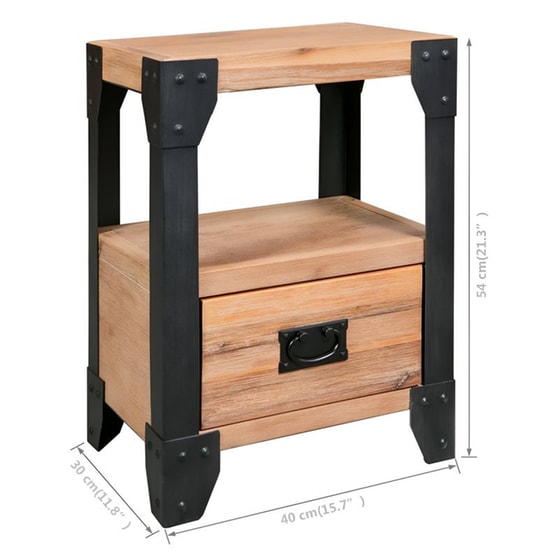 Κομοδίνο Vidaxl Από Μασίφ Ξύλο Ακακίας 40x30x54 cm - Καφέ Μαύρο image 4