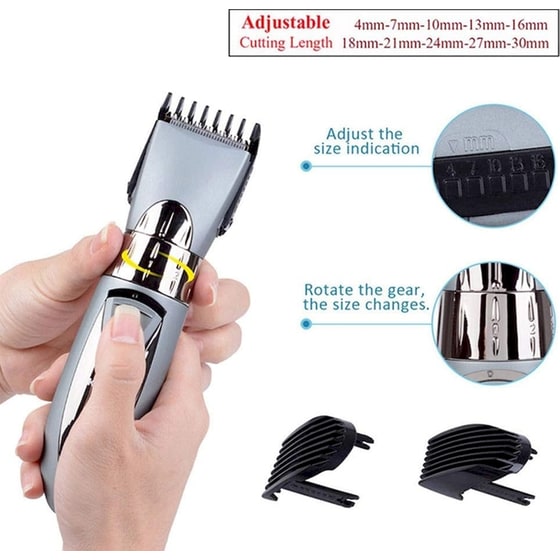 KEMEI KM-605 Κουρευτική Μηχανή Επαναφορτιζόμενη Ασημί image 5