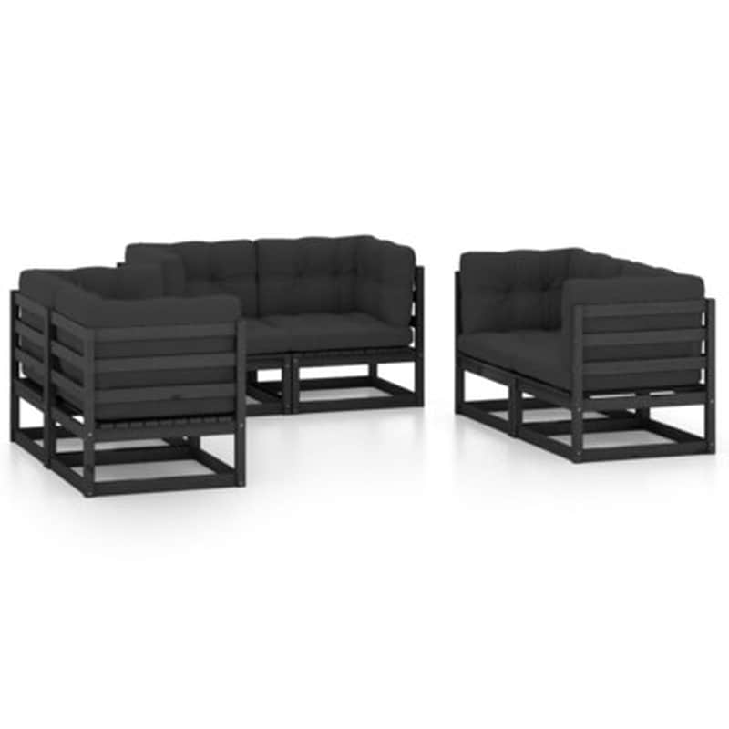 Vidaxl Σαλόνι Κήπου Σετ 6 Τεμαχίων Από Μασίφ Ξύλο Πεύκου Με Μαξιλάρια