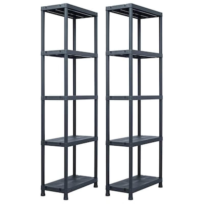 VIDAXL Vidaxl Ραφιέρες 2 Τεμ. Μαύρες 125 Κ. 60 X 30 X 180 Εκ. Πλαστικές