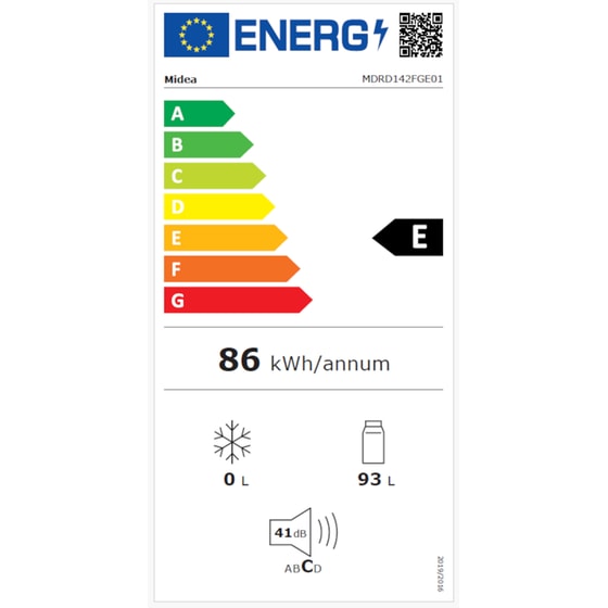 MIDEA MDRD142FGE01 93 Lt Λευκό Ψυγείο Μονόπορτο image 3