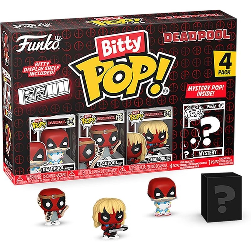 FUNKO Funko Bitty Pop! Marvel - Deadpool (Sleepover), Deadpool (LARP), Deadpool (Heavy Metal) And Chase Mystery 4-Pack