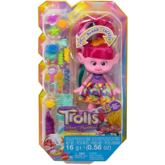 Κούκλα Mattel Trolls 3 Band Together Ευχούληδες - Βασίλισσα Πόπη (HNF25) image 4