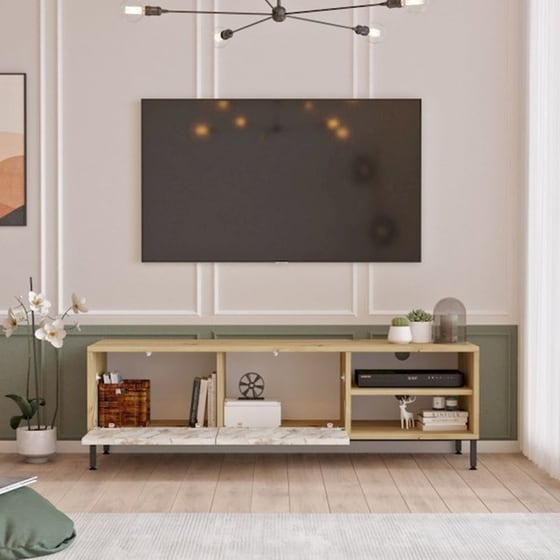 Έπιπλο Τηλεόρασης Margo από Μοριοσανίδα 140x40x43.1cm - Kαφέ image 2