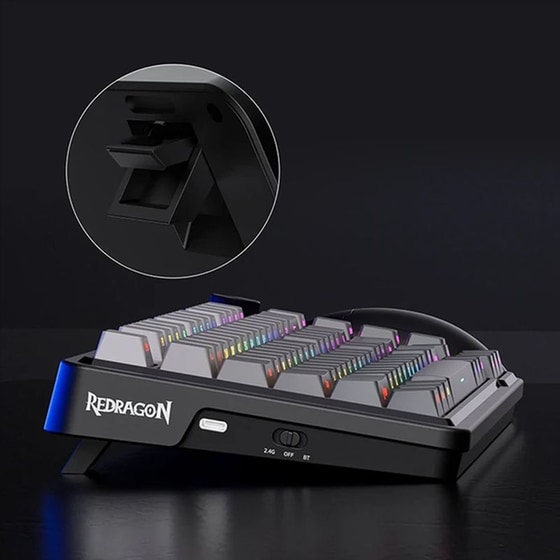 Redragon K673SP Gaming Μηχανικό Ασύρματο 2.4 GHz/Bluetooth Πληκτρολόγιο RGB Μαύρο (US) image 4