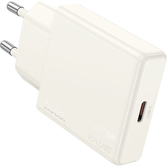 Φορτιστής Πρίζας Hoco N44 Biscuit Ultra Thin USB-C 30W - Moonlight White image 0