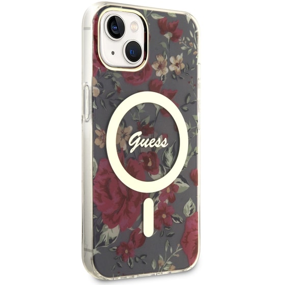Θήκη Apple iPhone 14 Plus - Guess Flower Collection Magsafe Hard Case - Χακί image 7