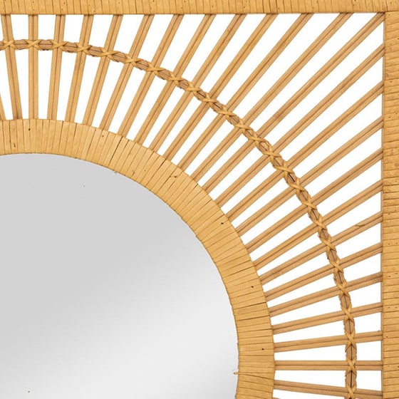 Διακοσμητικός Καθρέφτης Τοίχου Spitishop από Μπαμπού 66x2x66 cm - Μπεζ image 1