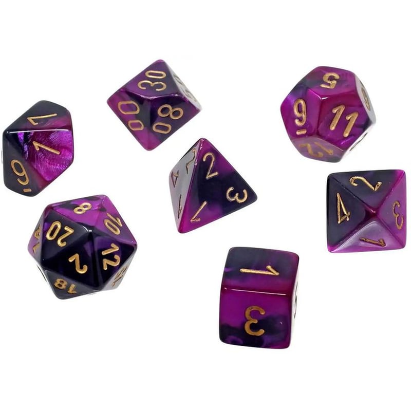 CHESSEX Gemini Black-purple/Gold Mini Polyhedral 7-die Set CHESSEX