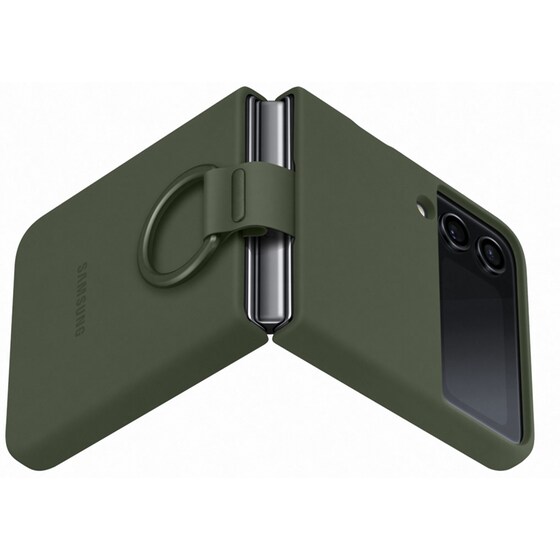 Θήκη Samsung Galaxy Z Flip 4 - Samsung Silicone Cover with Ring - Χακί image 5