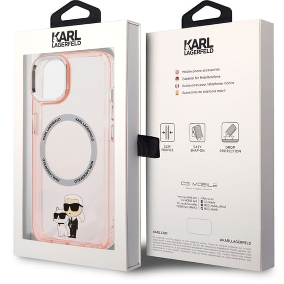 Θήκη Apple iPhone 14 - Karl Lagerfeld MagSafe Ringstand Case IML NFT Karl+Choupette - Pink image 6